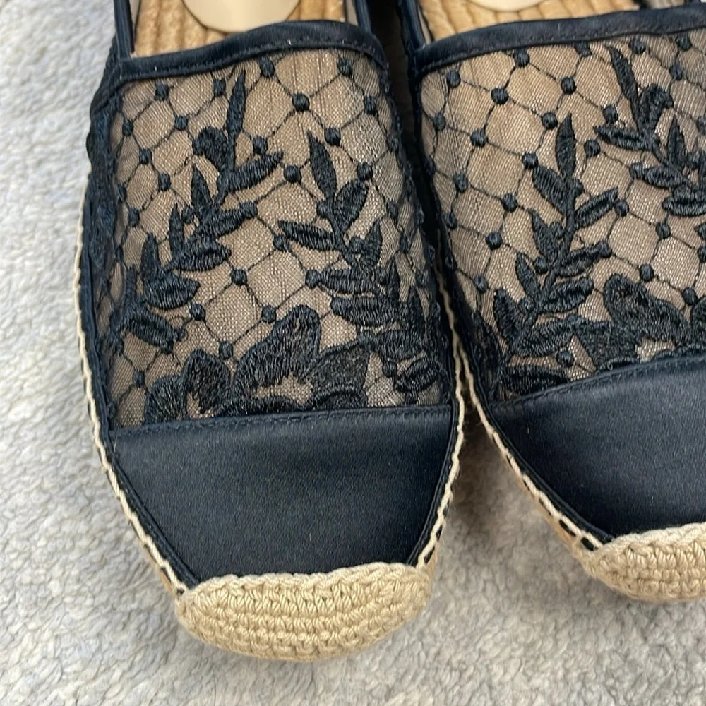 New L’Agence Floral Embroidered Lace Espadrille Loafer Flats Slip On Sz 6